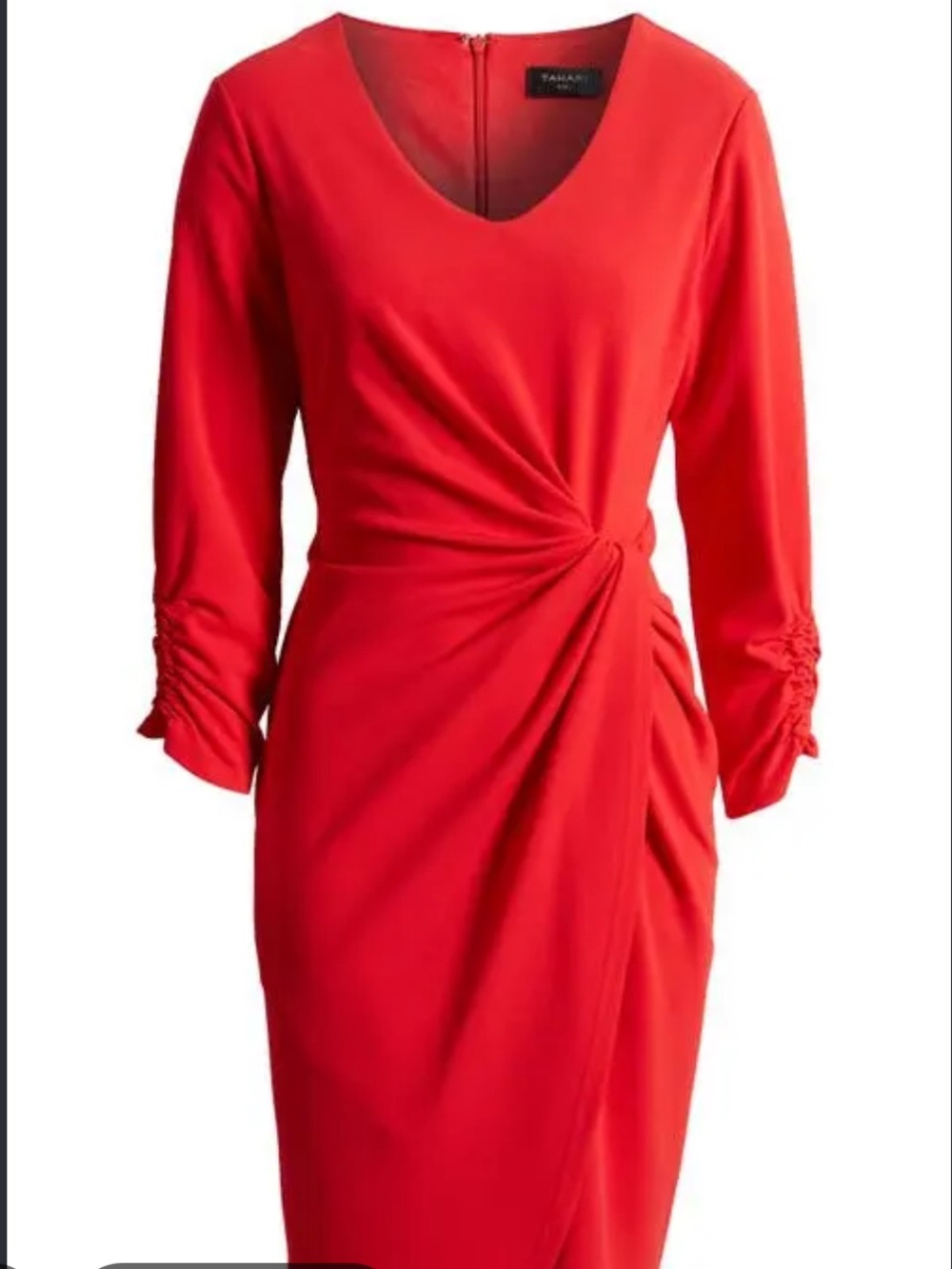 Tahari ASL Red Side-Knot Midi Dress